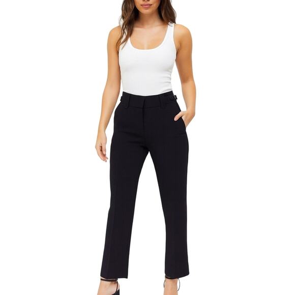 Edikted Low-Rise Buckle Straight Leg Pants Dress Trousers Black Size Small Y2K - Picture 1 of 14